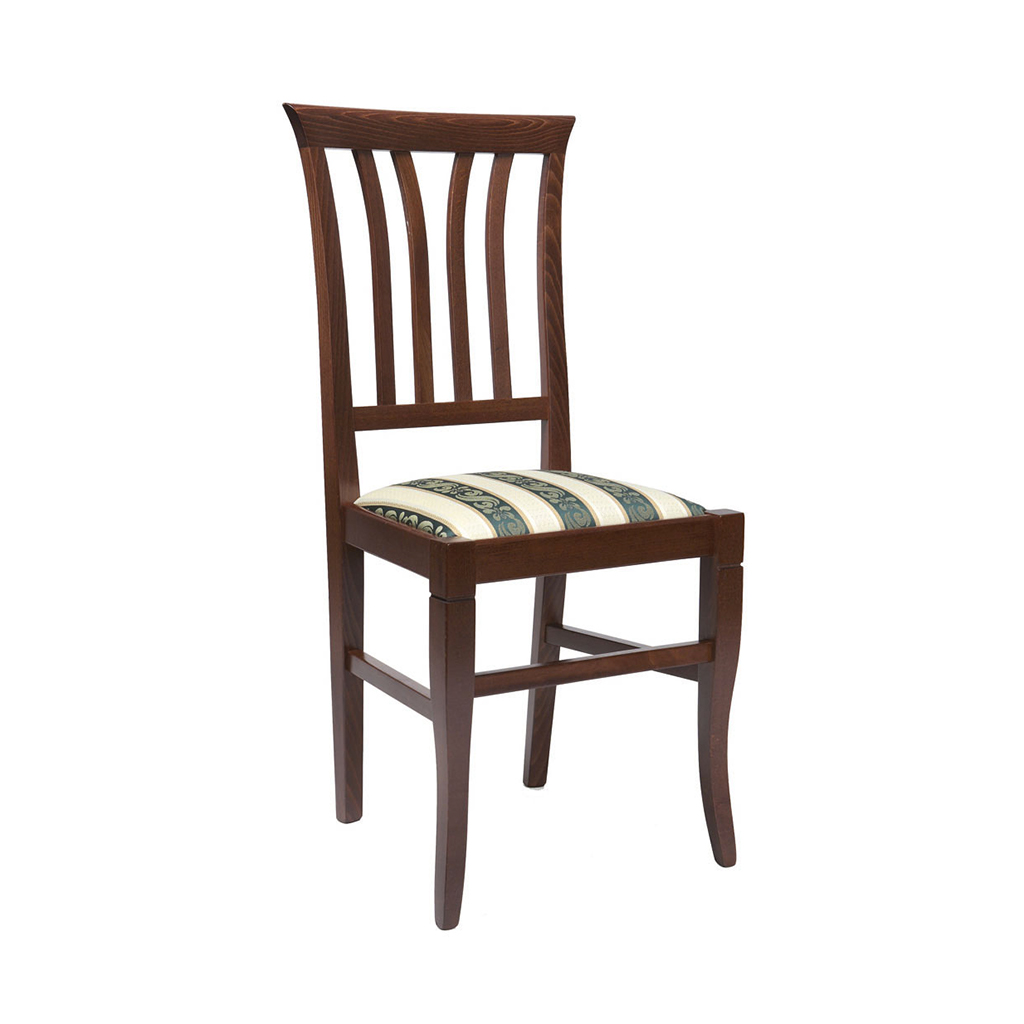 Sedia in legno classica con schienale a stecche alto
