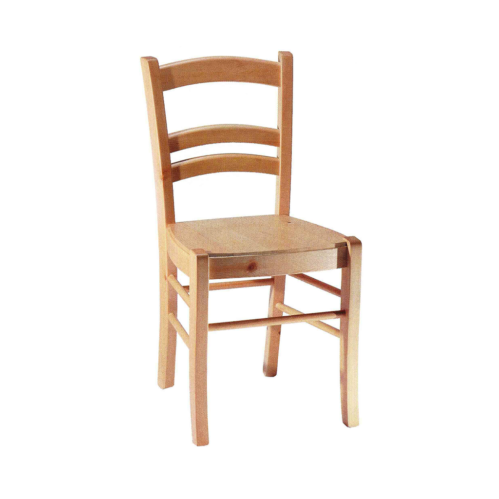 Sedia rustica in abete con sedile in legno o paglia